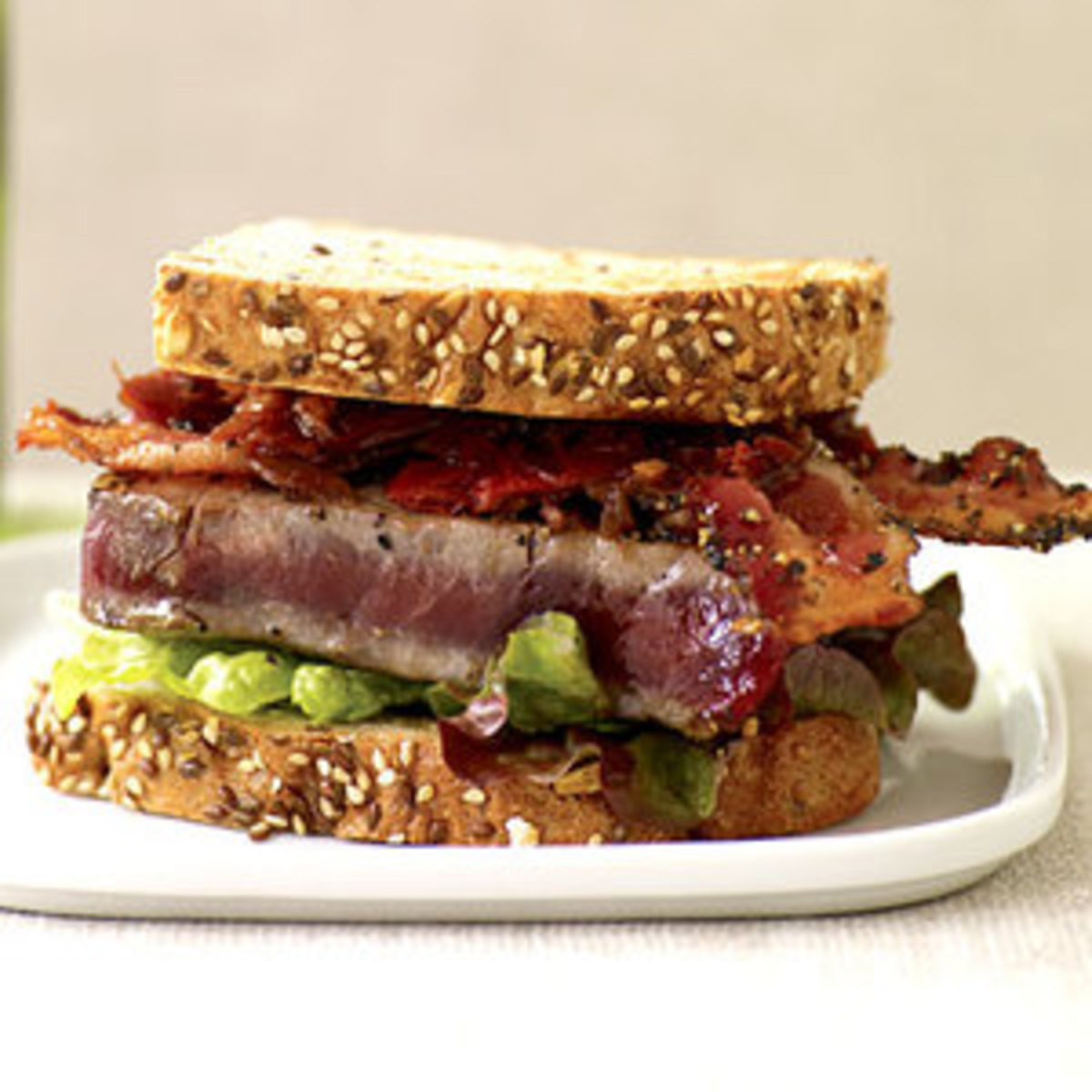 Tuna Steak Sandwiches
 BLTT Bacon Lettuce Tomato Jam and Tuna Steak