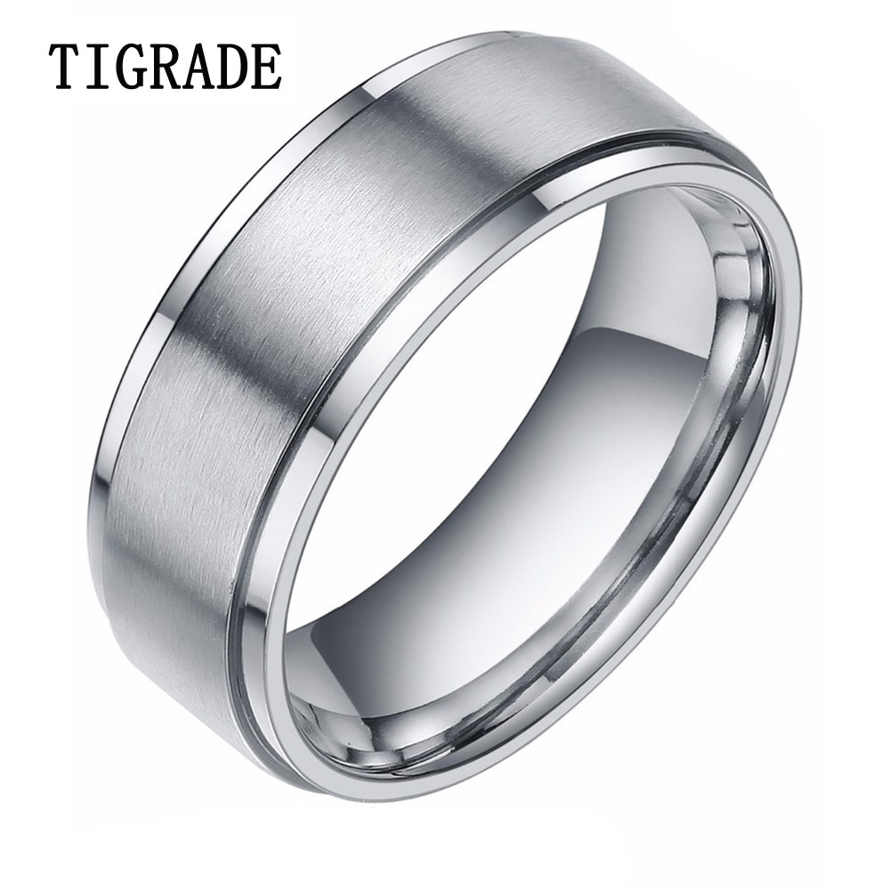 Tungsten Carbide Wedding Ring
 8mm Silver Tungsten Carbide Ring Men High Polished Edges