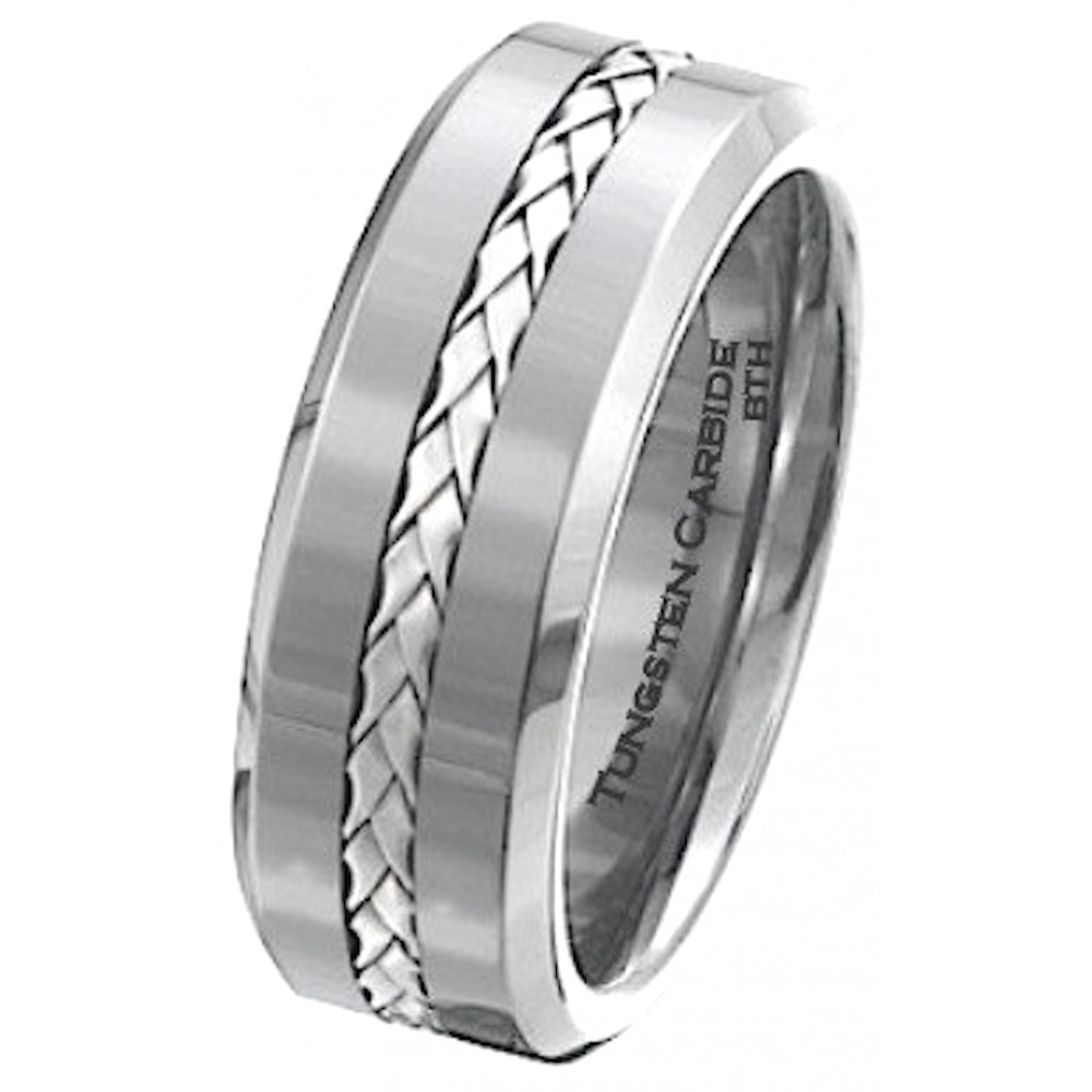 Tungsten Carbide Wedding Ring
 Men s 925 Silver Inlay Tungsten Carbide Scratch resistant