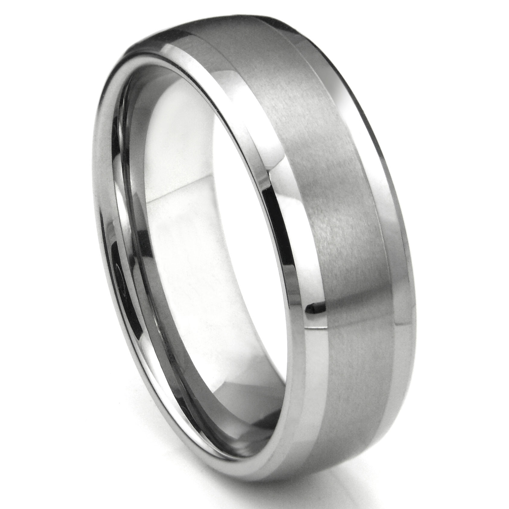 Tungsten Carbide Wedding Ring
 Tungsten Carbide Dome Matte Center Wedding Band Ring