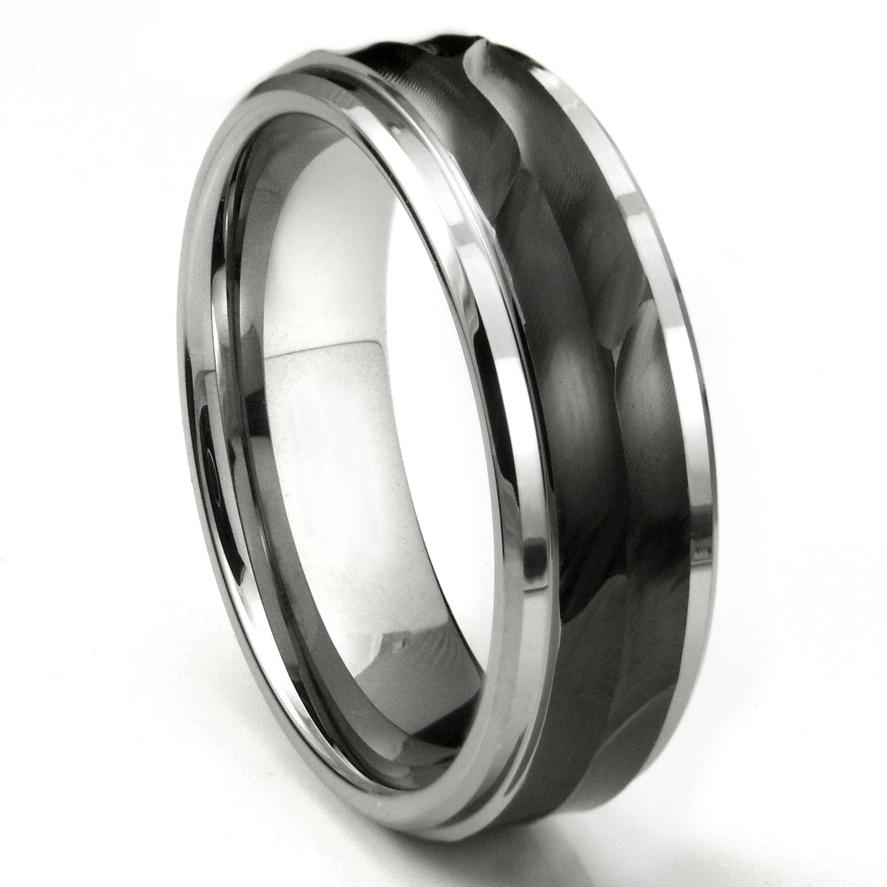 Tungsten Carbide Wedding Ring
 Tungsten Carbide 8MM Wave Finish Wedding Band Ring