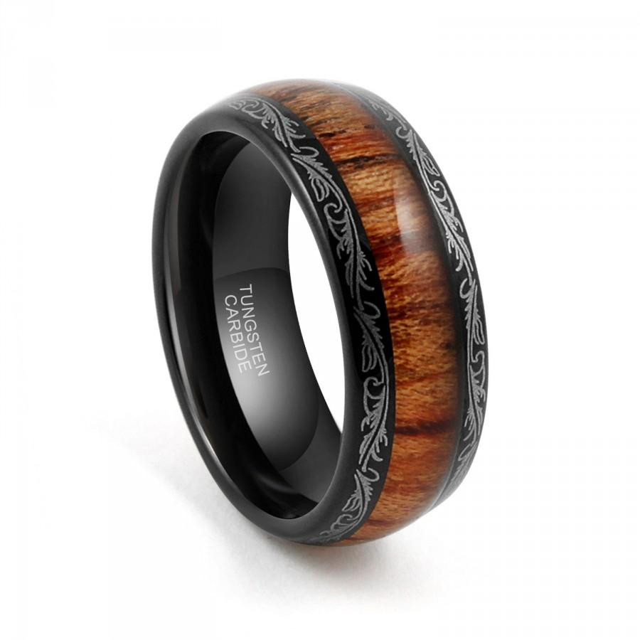 Tungsten Carbide Wedding Ring
 Tungsten Wood Inlay Rings
