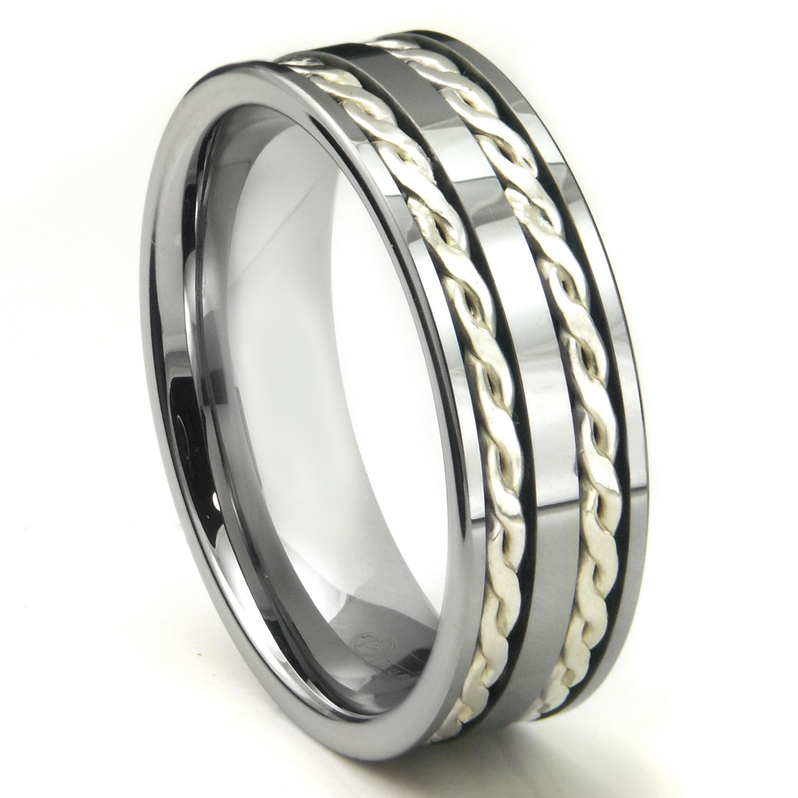 Tungsten Carbide Wedding Ring
 Tungsten Carbide Silver Rope Wedding Band Ring