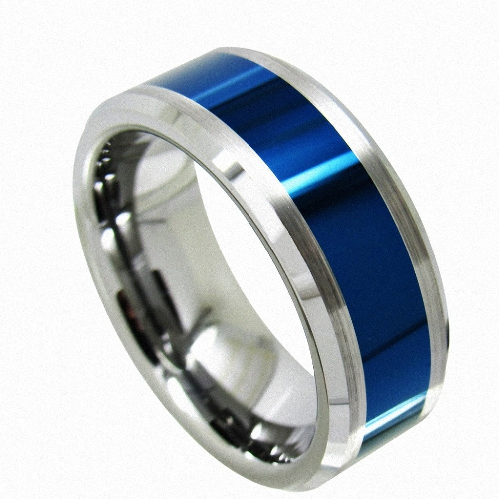 Tungsten Carbide Wedding Ring
 Infinity Tungsten Carbide Ring Blue Hard Ceramic Polished
