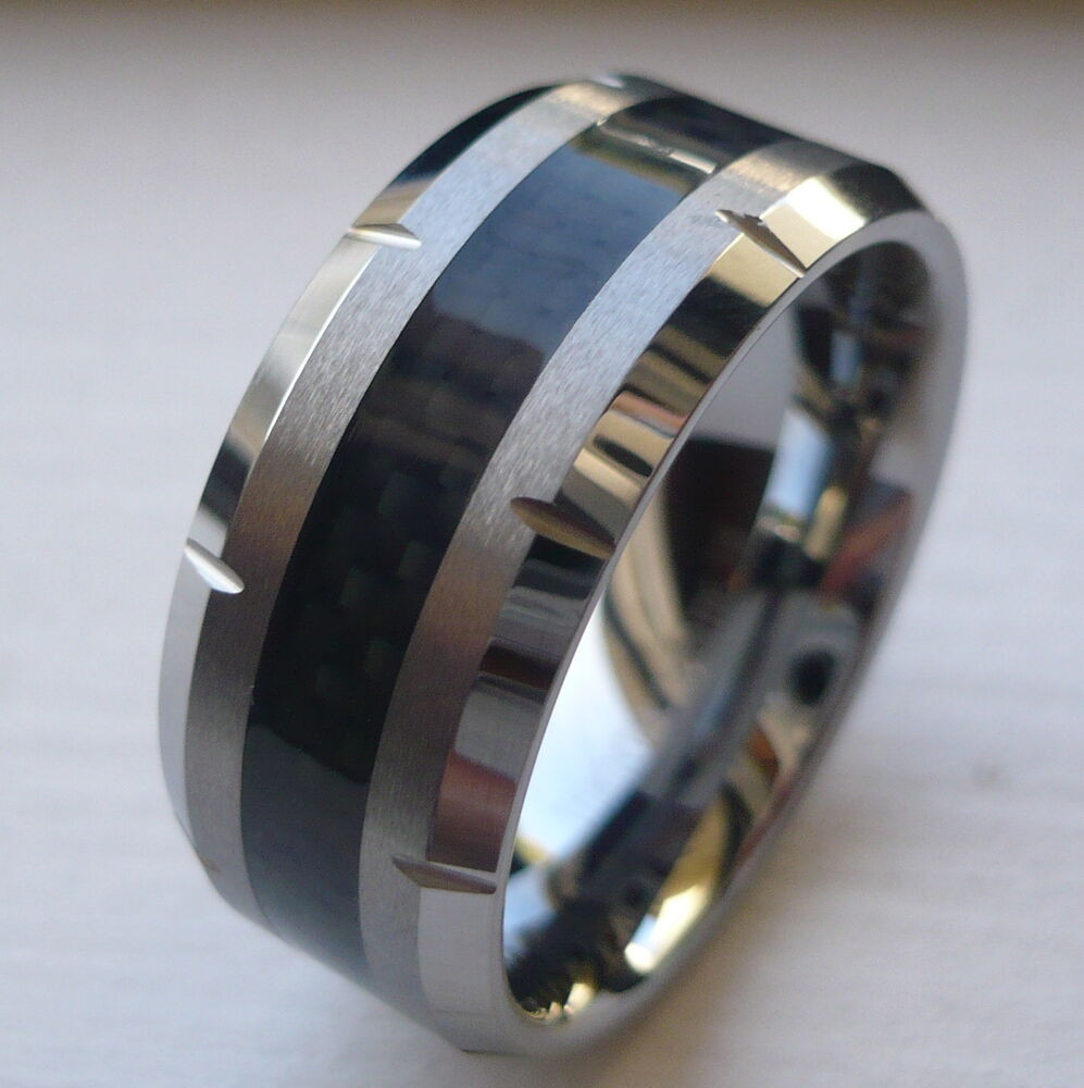 Tungsten Carbide Wedding Ring
 10MM MEN S TUNGSTEN CARBIDE WEDDING BAND RING with BLACK