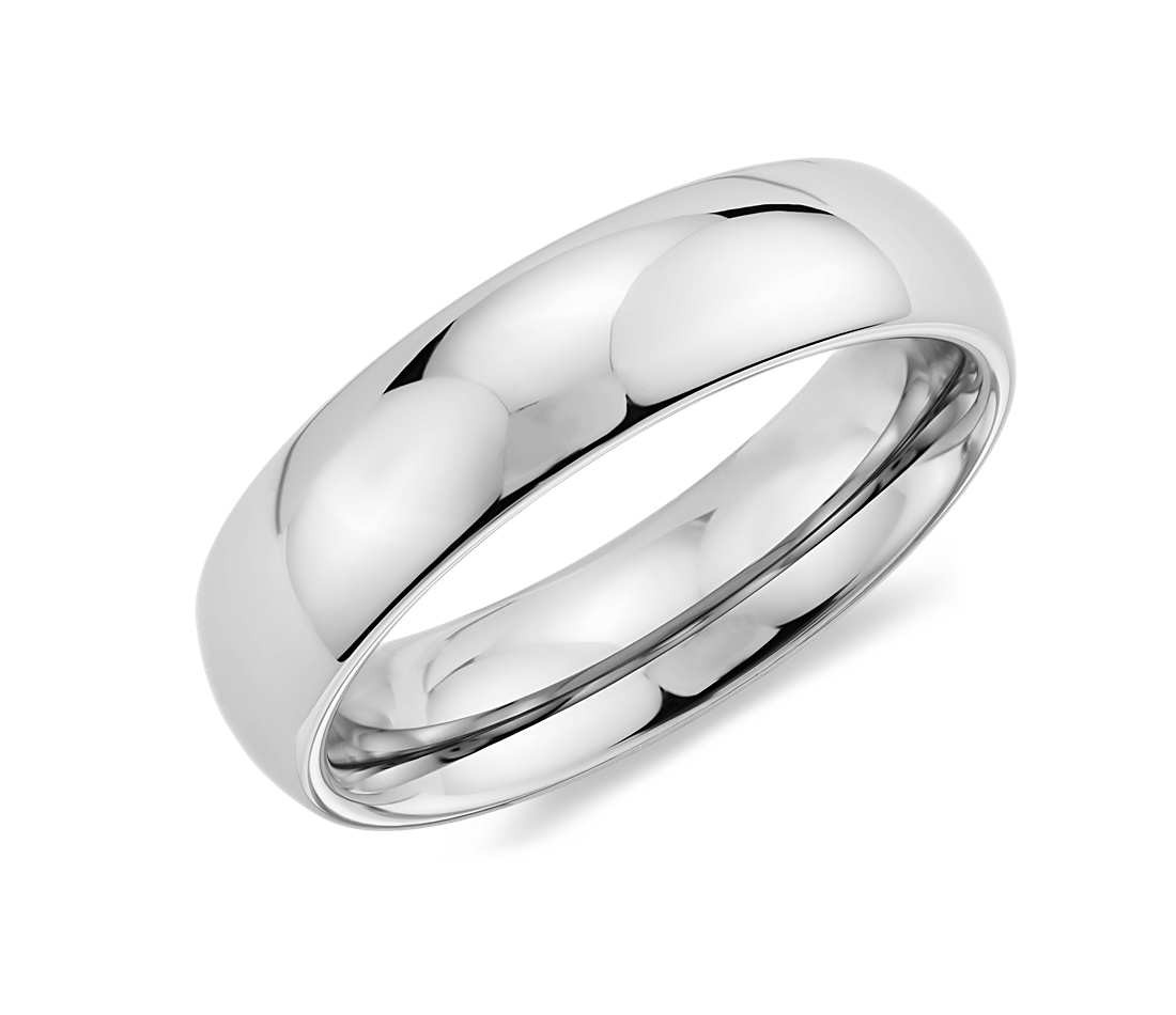 Tungsten Carbide Wedding Ring
 fort Fit Wedding Ring in White Tungsten Carbide 6mm