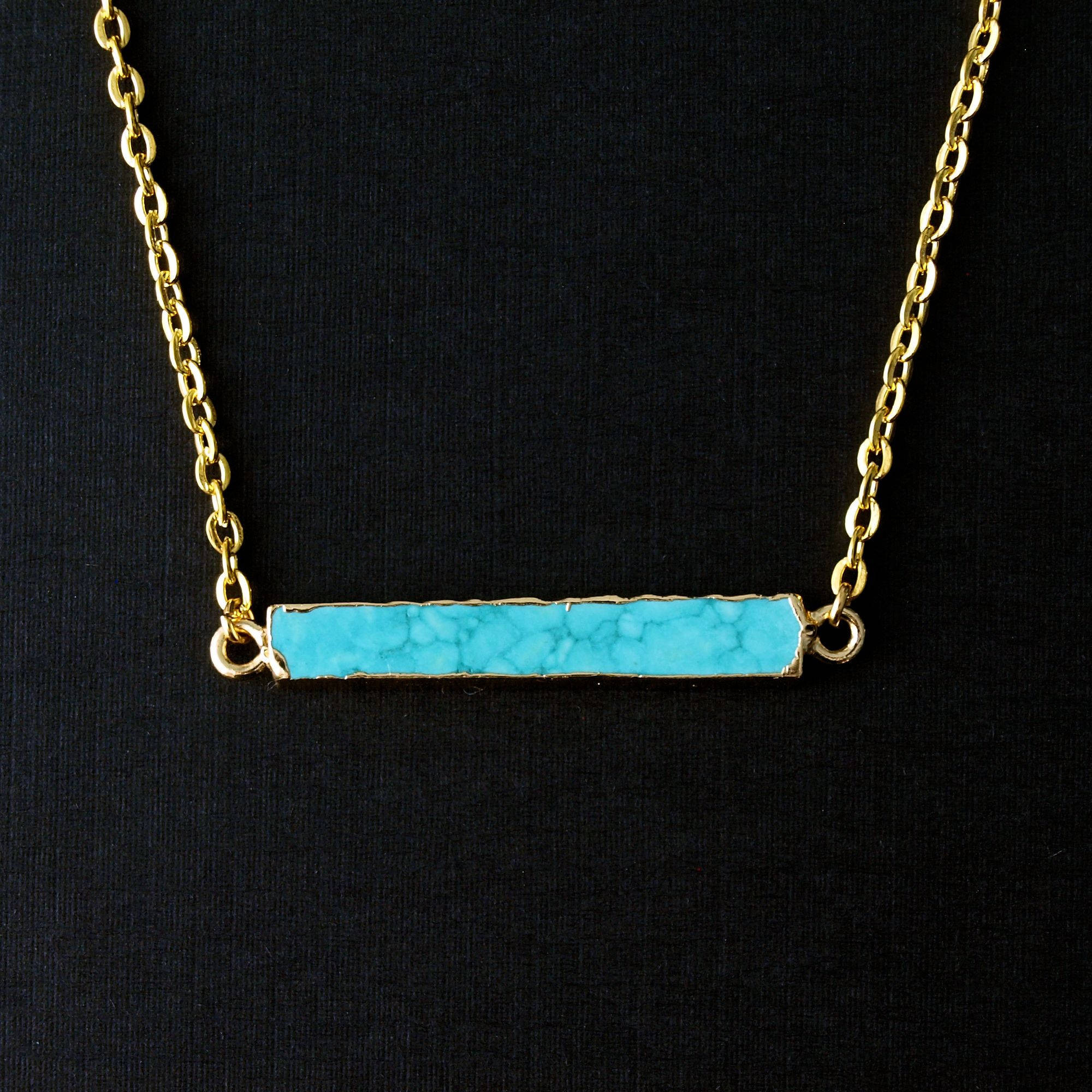 Turquoise Bar Necklace
 Small Turquoise Bar Necklace Turquoise Gold Necklace