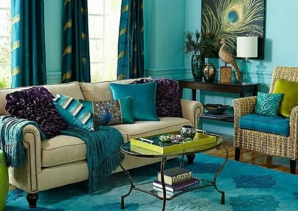 Turquoise Color Scheme Living Room
 Turquoise curtains great ideas for modern decoration in