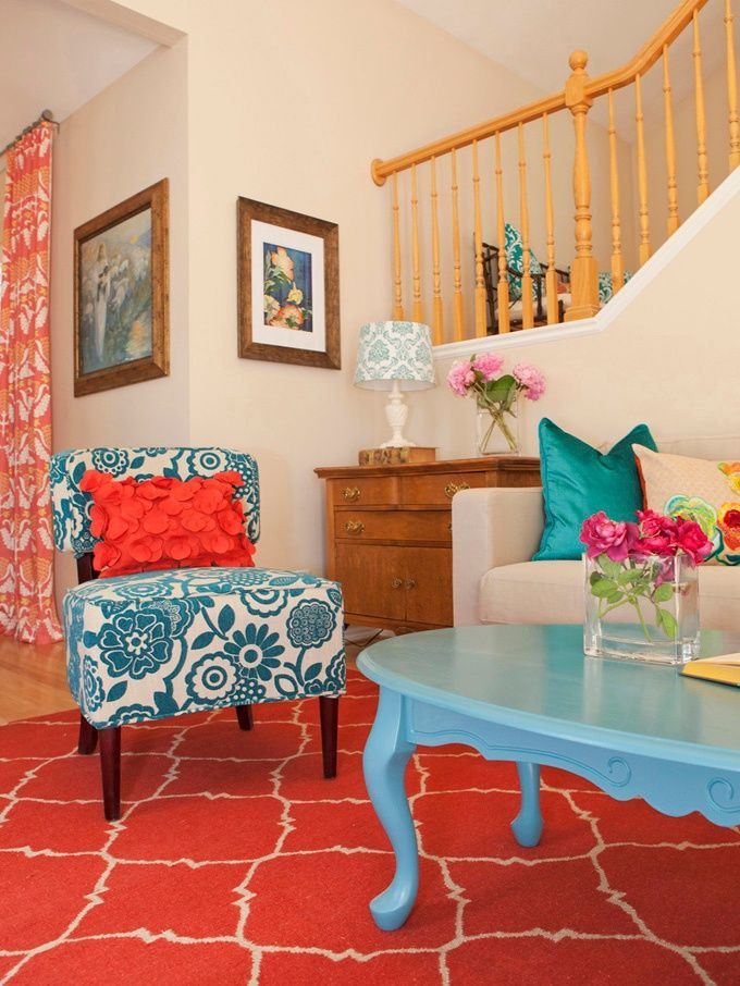 Turquoise Color Scheme Living Room
 Aqua and Coral for a Fresh Summer Color Scheme