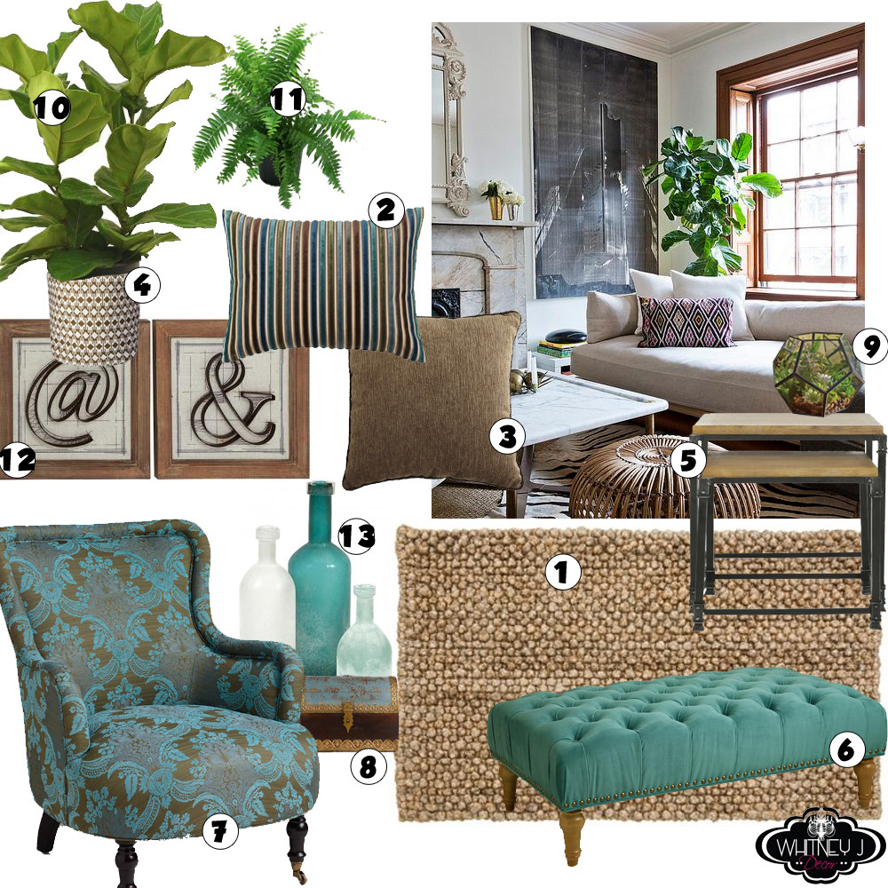 Turquoise Color Scheme Living Room
 Living Room Design Board with Natural Elements Neutral