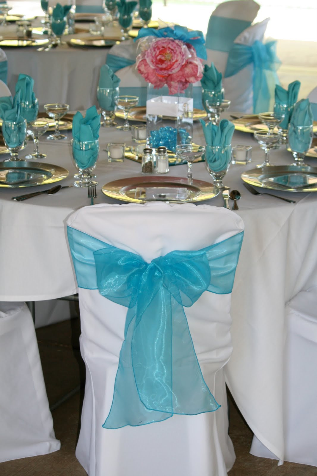 Turquoise Wedding Decorations
 Brown Bunny Flowers August 27 2010 Angela and Josh s