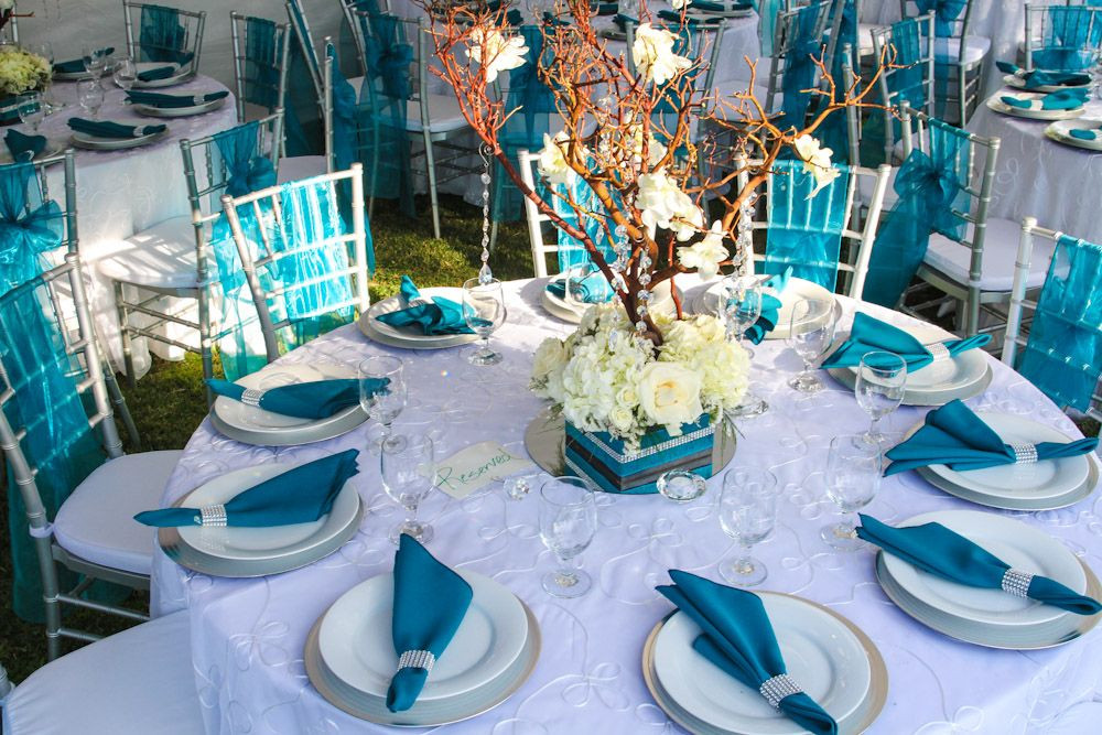 Turquoise Wedding Decorations
 Turquoise and Twinkle Light Wedding 8