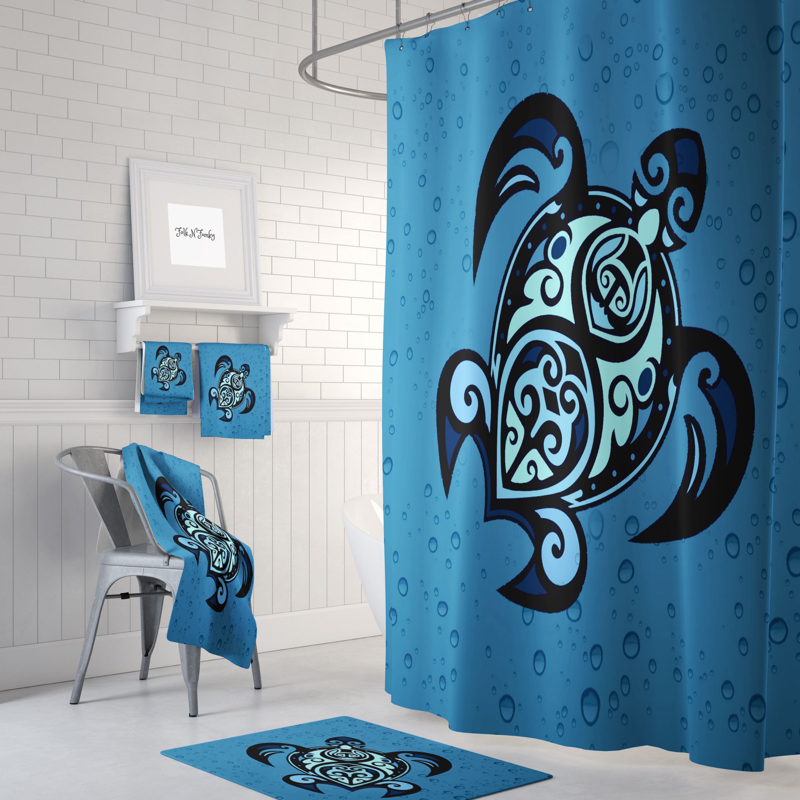 Turtle Bathroom Decor
 Sea Turtle Shower Curtain Blue Nautical Bathroom Decor