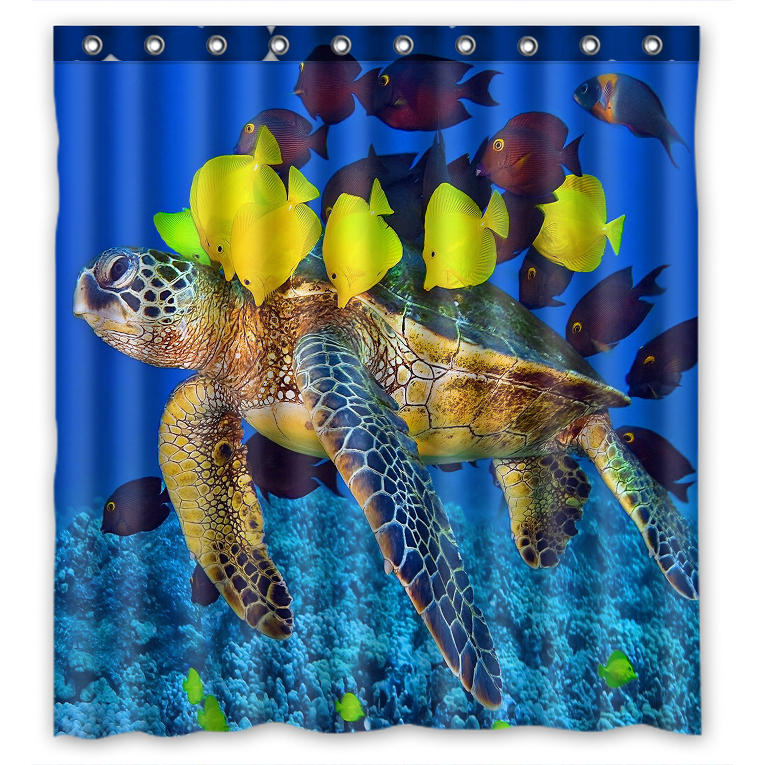 Turtle Bathroom Decor
 ZKGK Sea Turtle Painting Waterproof Shower Curtain