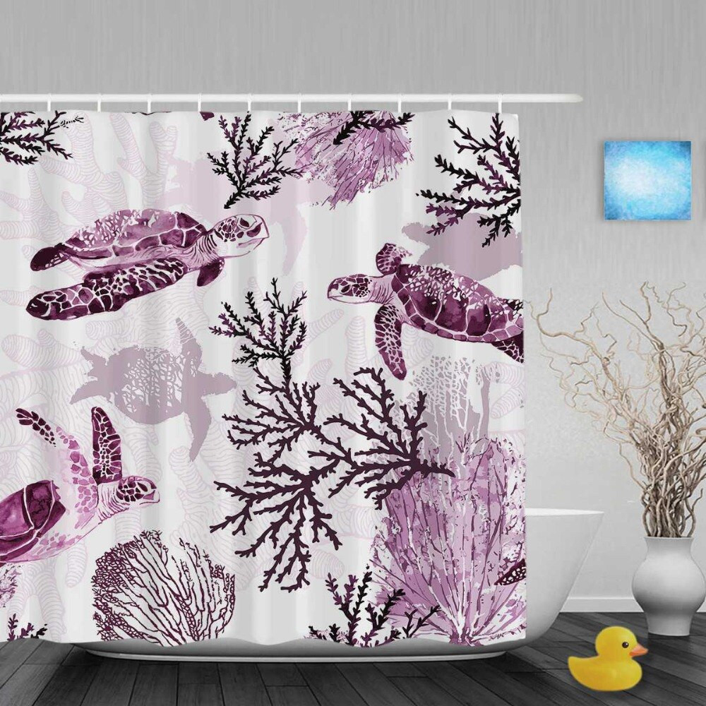 Turtle Bathroom Decor
 Cute Turtle And Seaweed Decor Bathroom Shower Curtain Sea