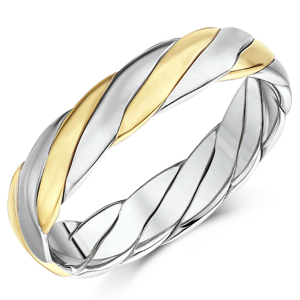 Twist Wedding Band
 Hand Made 9ct Gold Two Colour Twist Design Wedding Ring