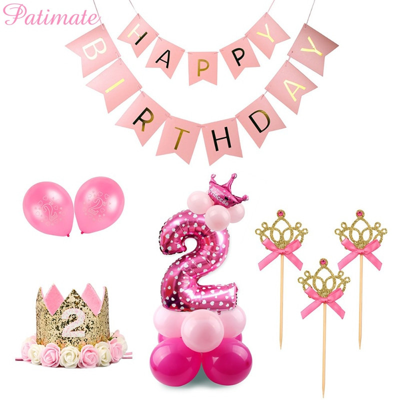 Two Year Old Birthday Party
 PATIMATE 2nd Birthday Party Decoration Pink Girl 2 Year