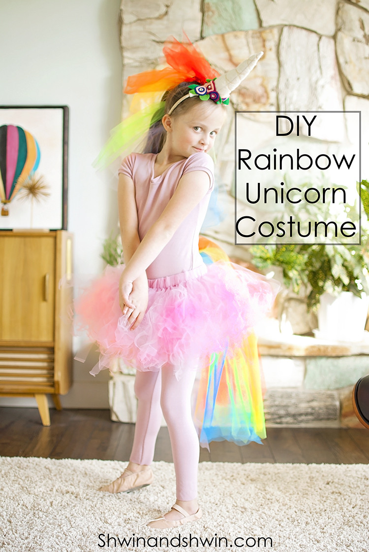 Unicorn Costume Child Diy
 DIY Rainbow Unicorn Costume Shwin and Shwin