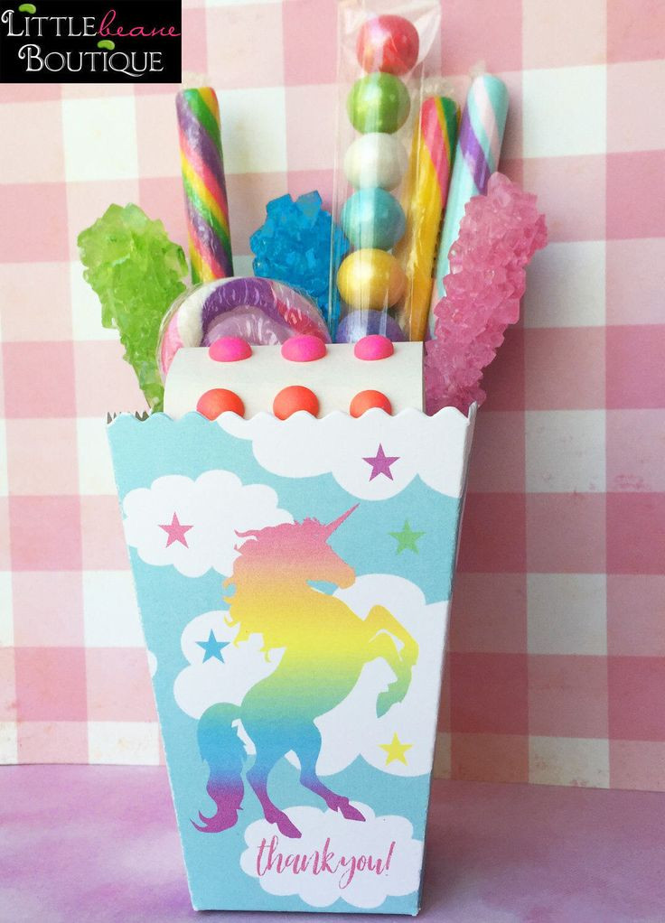 Unicorn Food Party Favor Ideas
 Rainbow Unicorn treat box Unicorn Popcorn Box Birthday