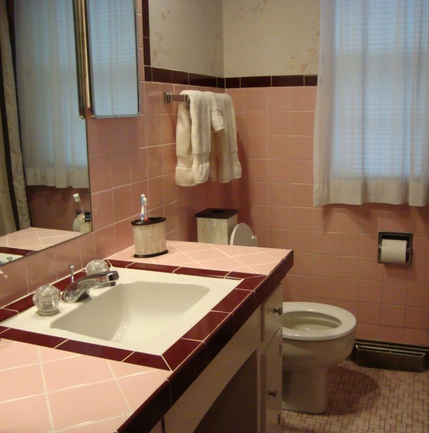 Update Bathroom Tile Without Replacing
 replacing just the vanity fiftiesbathroom bathroom