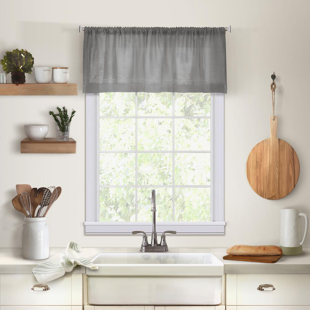 Valance Curtains For Kitchen
 Elrene Cameron Kitchen Tier Window Valance GRY The