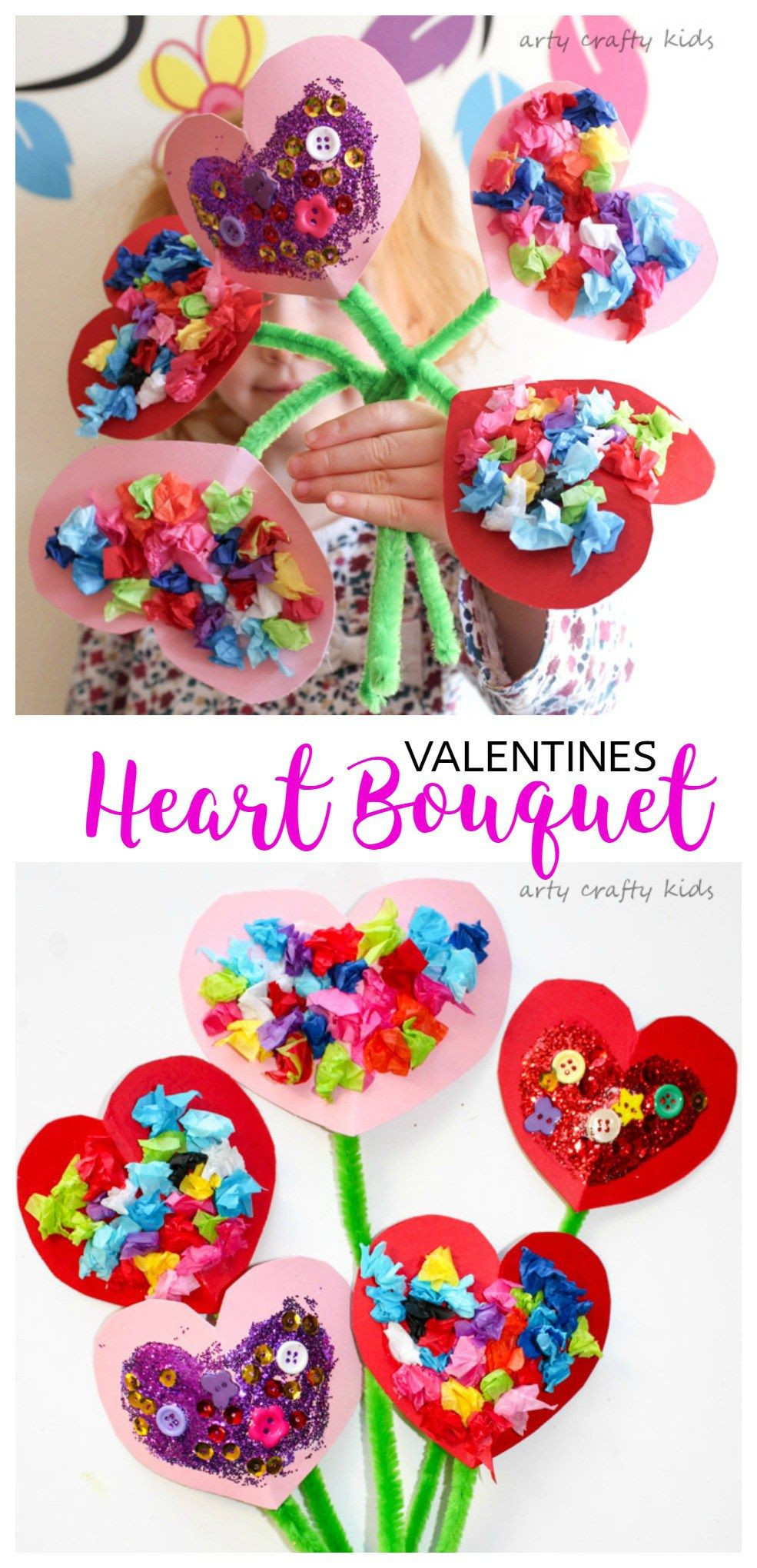 Valentine Art And Crafts For Preschool
 Toddler Valentines Heart Bouquet