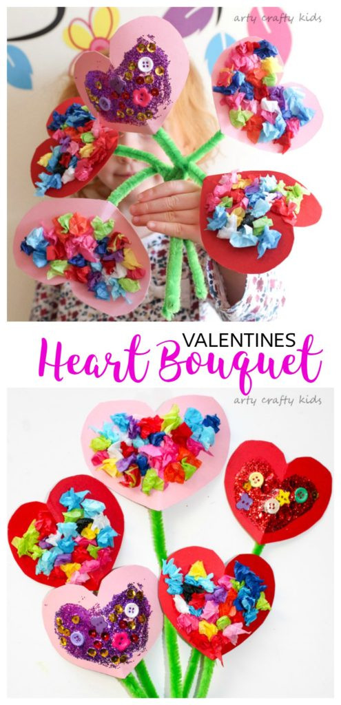 Valentine Arts And Crafts For Preschoolers
 Toddler Valentines Heart Bouquet Arty Crafty Kids