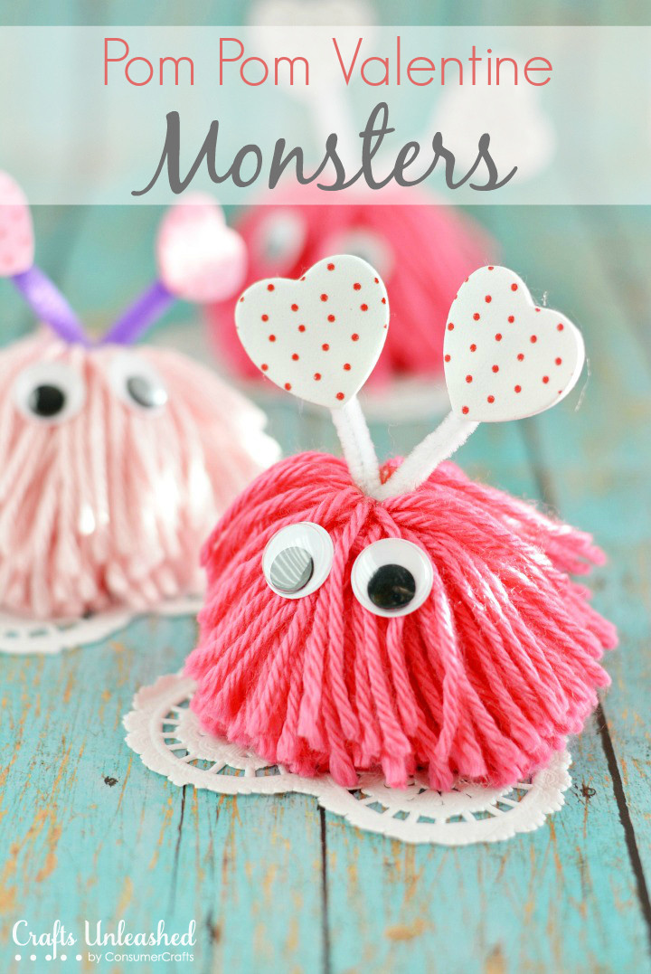 Valentine Crafts For Preschoolers Pinterest
 Valentine Craft Pom Pom Monsters Tutorial