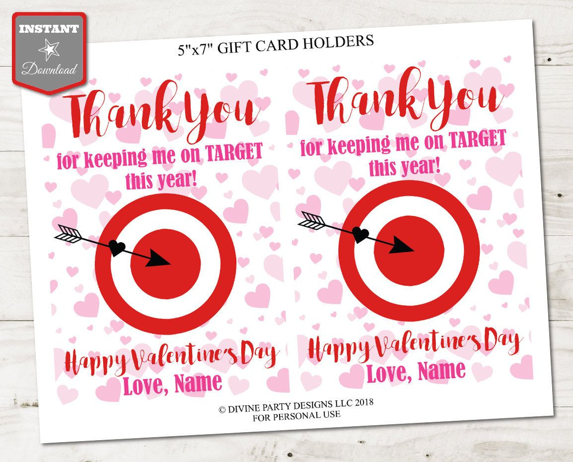 Valentine Day Gift Ideas Target
 INSTANT DOWNLOAD Printable Valentine s Day 5x7 Thank You