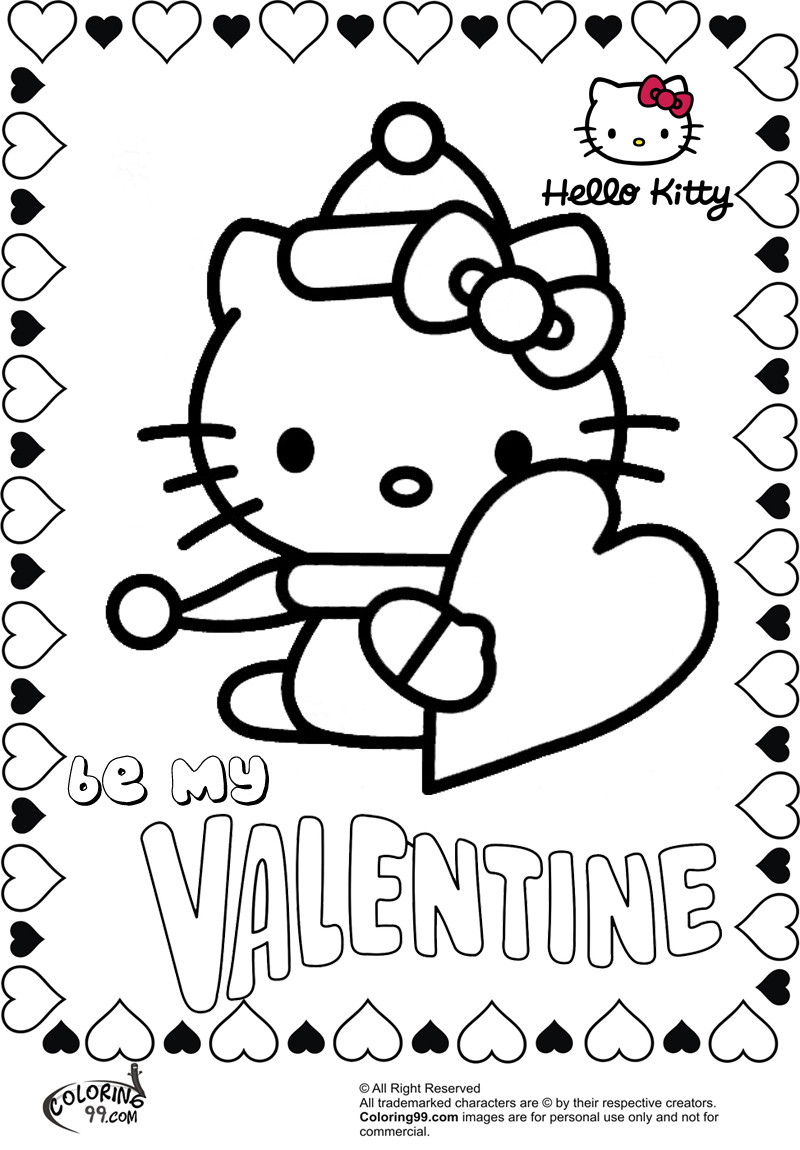 Valentine Printable Coloring Sheets
 Hello Kitty Valentine Coloring Pages