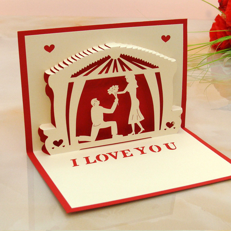 Valentines Day Gifts Cards
 5pcs hand craft romatic propose flower card wedding