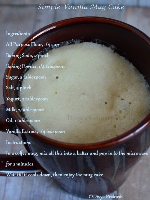 Vanilla Microwave Mug Cake
 Divya s culinary journey Vanilla Mug Cake Recipe