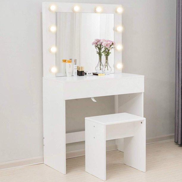 Vanities For Bedroom With Lights
 Mecor Makeup Vanity Table w 10 LED Lights Mirror Vanity