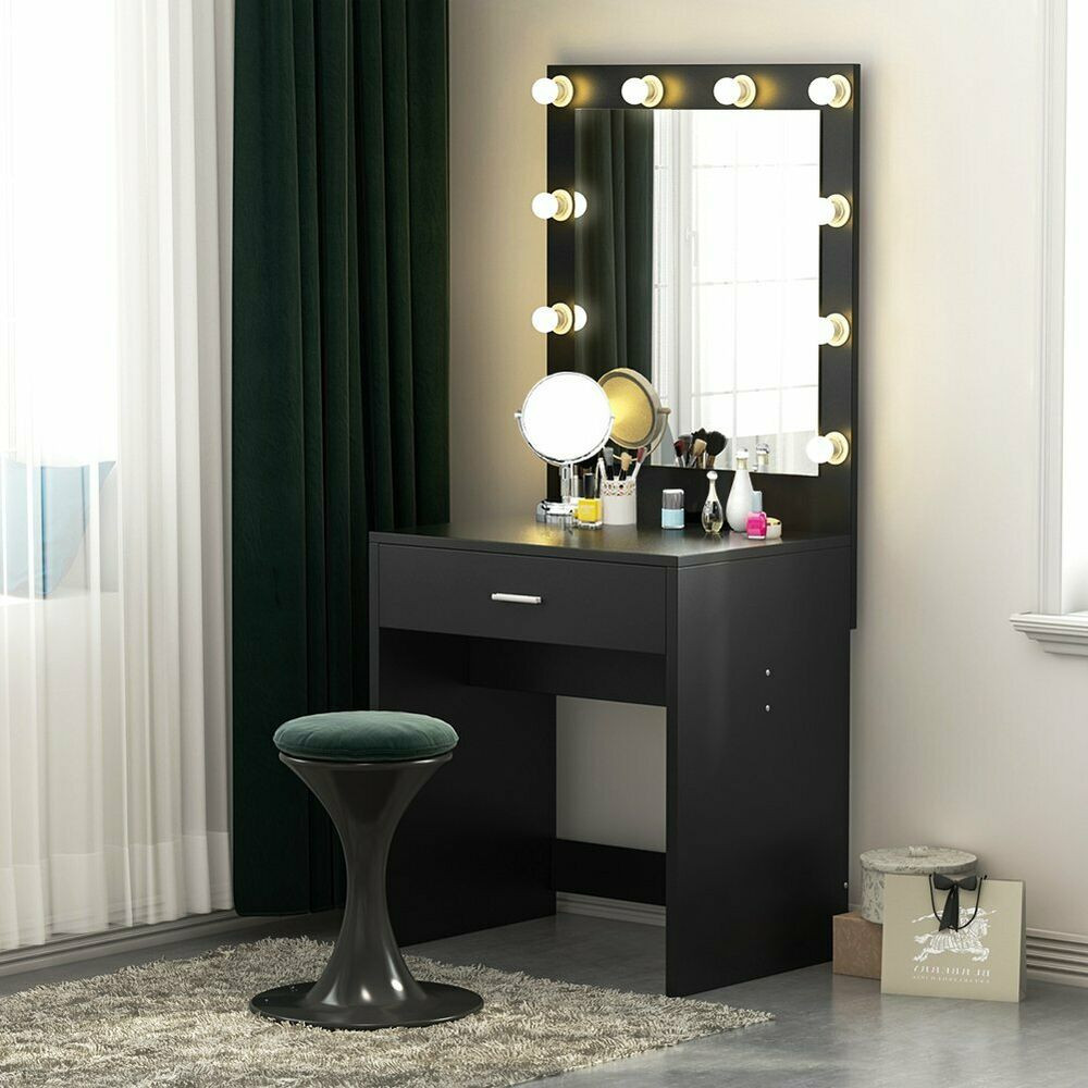 Vanities For Bedroom With Lights
 Tribesigns Vanity Set with Lighted Mirror Makeup Dressing