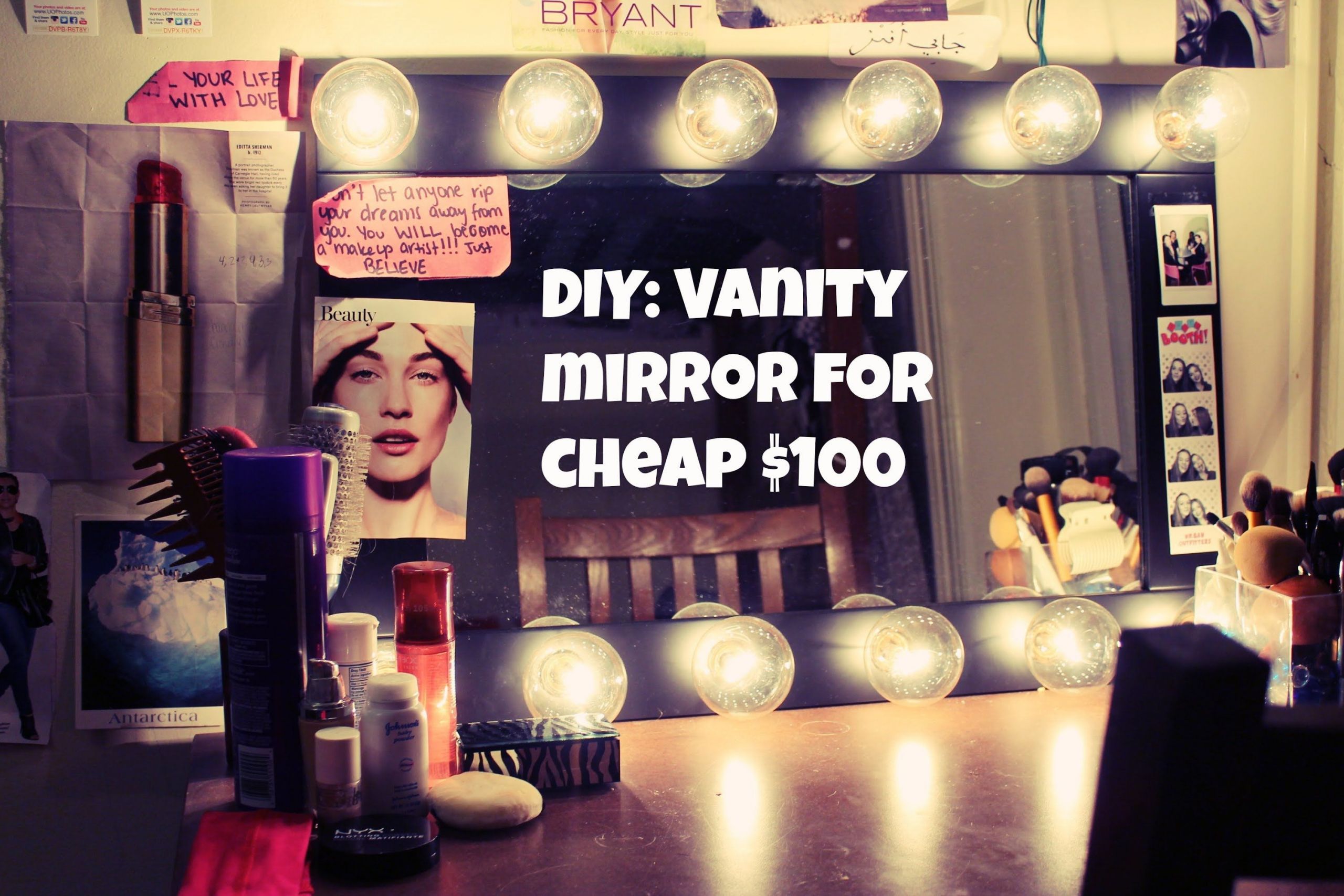 Vanity Girl Hollywood Mirror DIY
 The Vanity girl hollwood mirror is $400 dollars but you