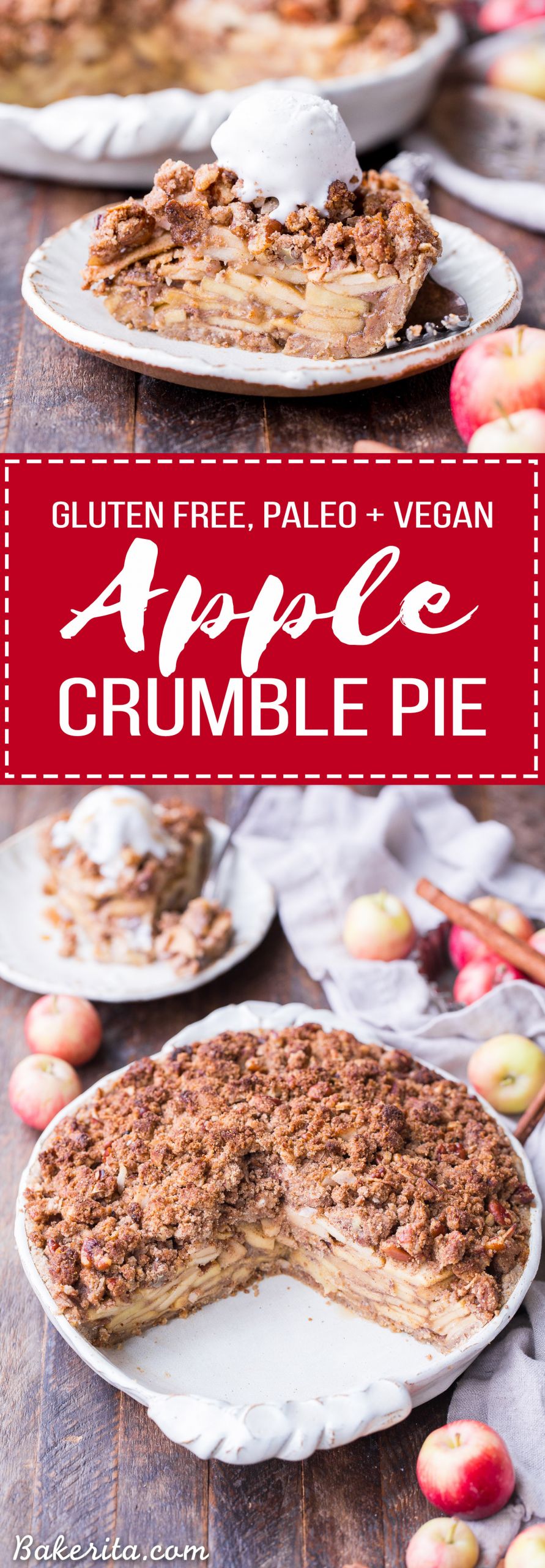 Vegan Apple Crumble Pie
 Apple Crumble Pie Gluten Free Paleo Vegan • Bakerita