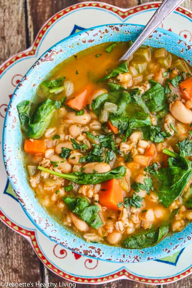 Vegetable Barley Soup
 Spinach Ve able Barley Bean Soup Jeanette s Healthy Living