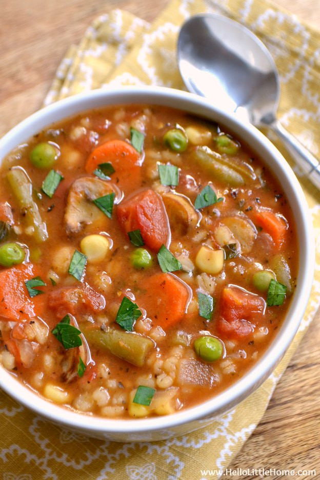 Vegetable Barley Soup
 Ve able Barley Soup