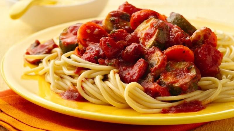 Vegetables Spaghetti Recipe
 Chunky Ve able Spaghetti recipe from Betty Crocker