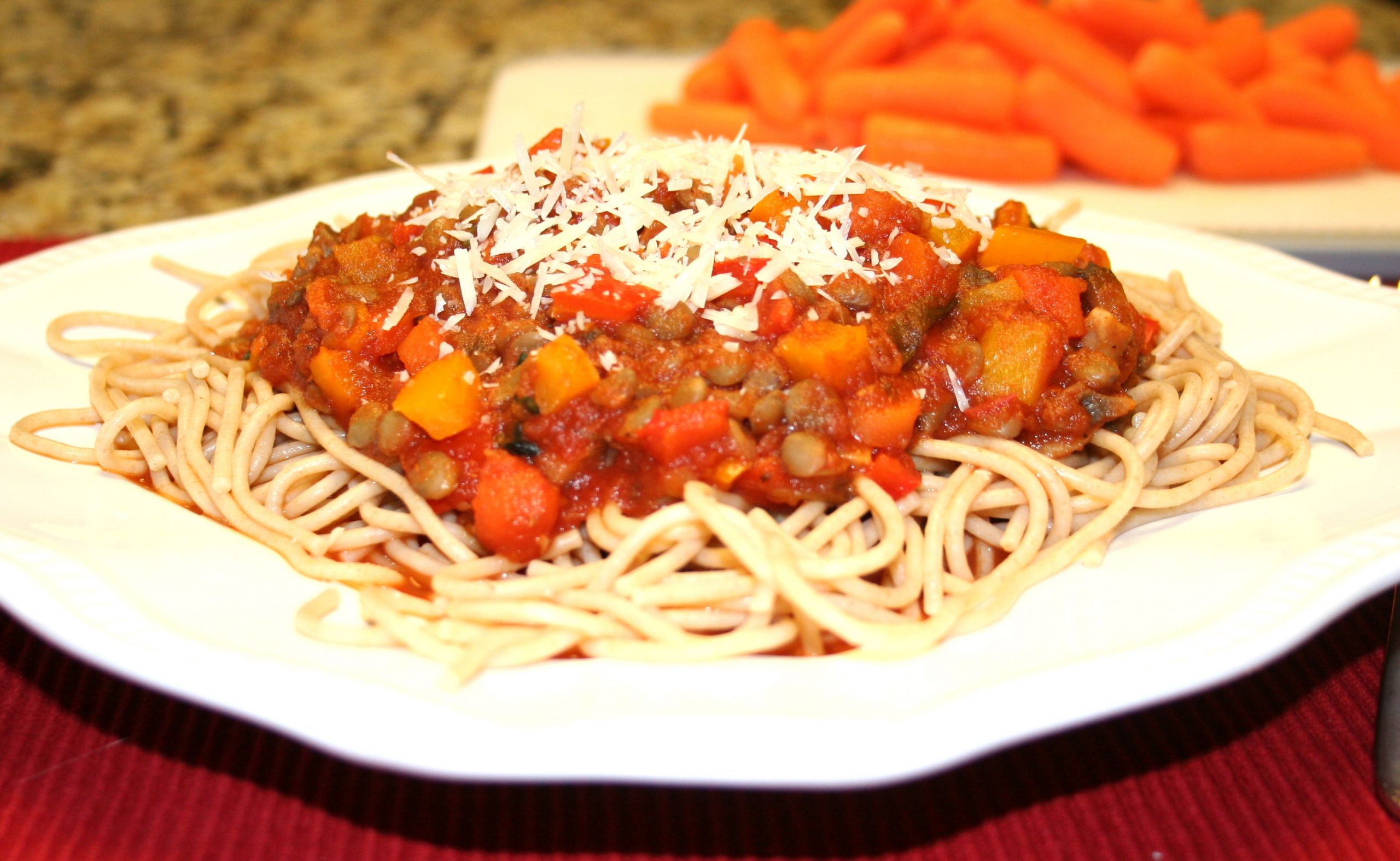 Vegetables Spaghetti Recipe
 Spaghetti with Lentil Ve able Sauce