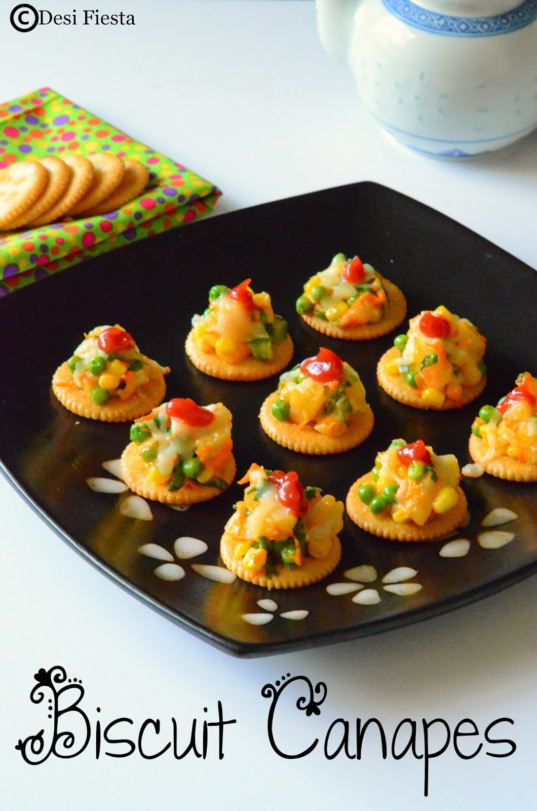 Vegetarian Biscuit Recipe
 Desi Fiesta Biscuit Canapes With Ve able Topping