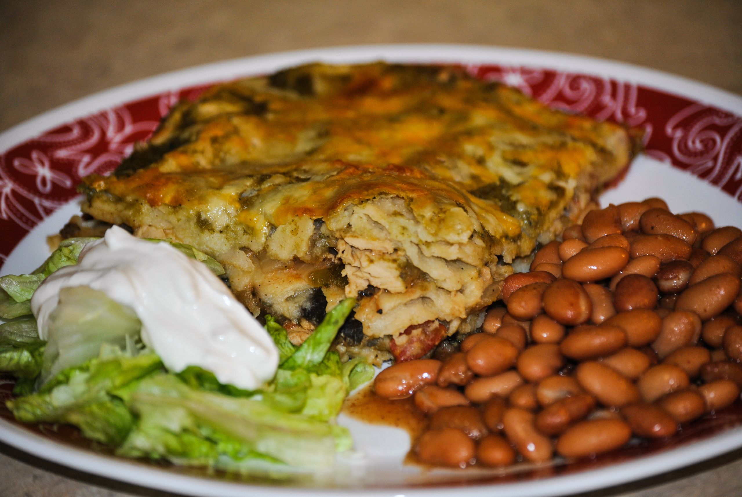 Vegetarian Green Chili
 Ve arian Green Chile Chicken Enchilada Casserole