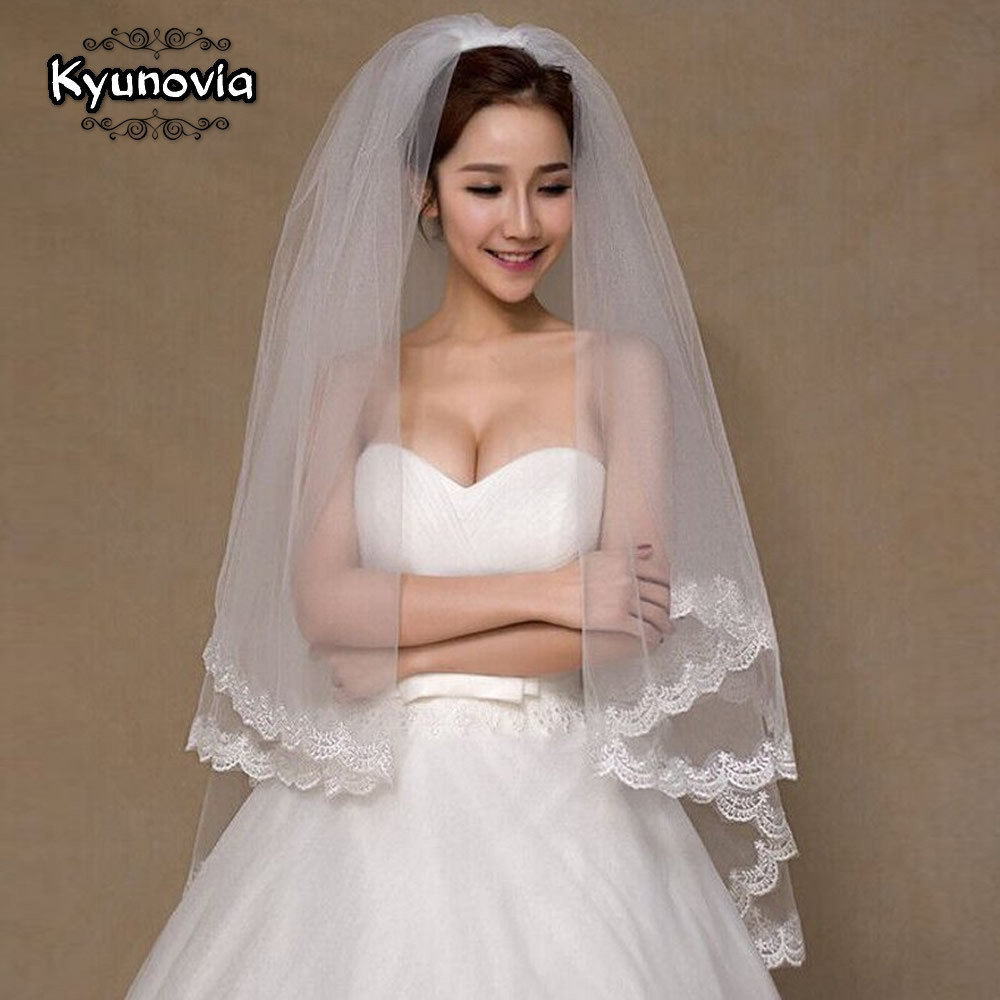 Veil For Short Wedding Dress
 Kyunovia 2 Tier Bridal Veil Beautiful Ivory Cathedral