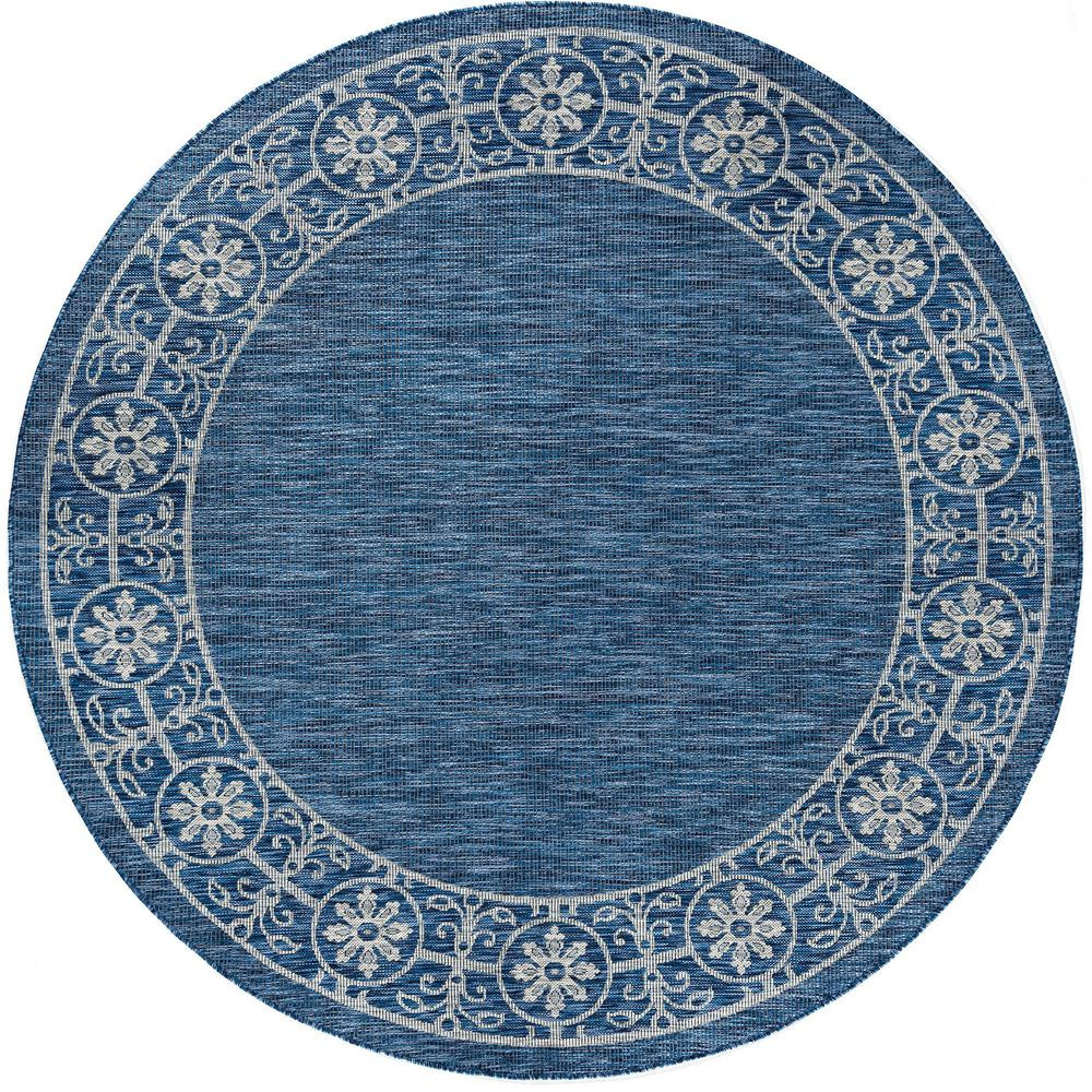 Veranda Living Indoor Outdoor Rug
 Tayse Rugs Veranda Indigo 8 ft x 8 ft Indoor Outdoor