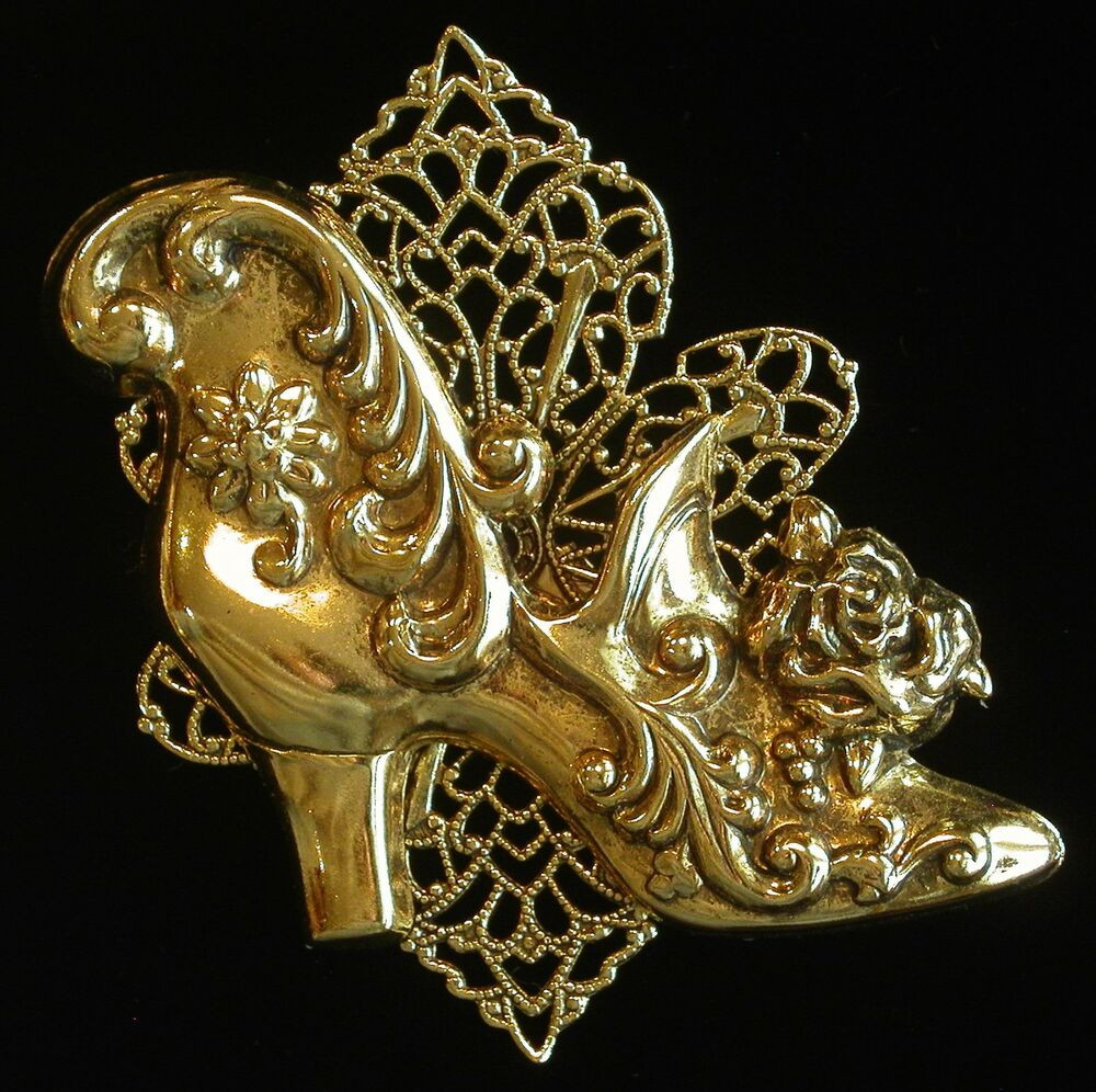 Victorian Brooches
 Vintage Style Victorian Shoe Brooch 24kt Gold Plate