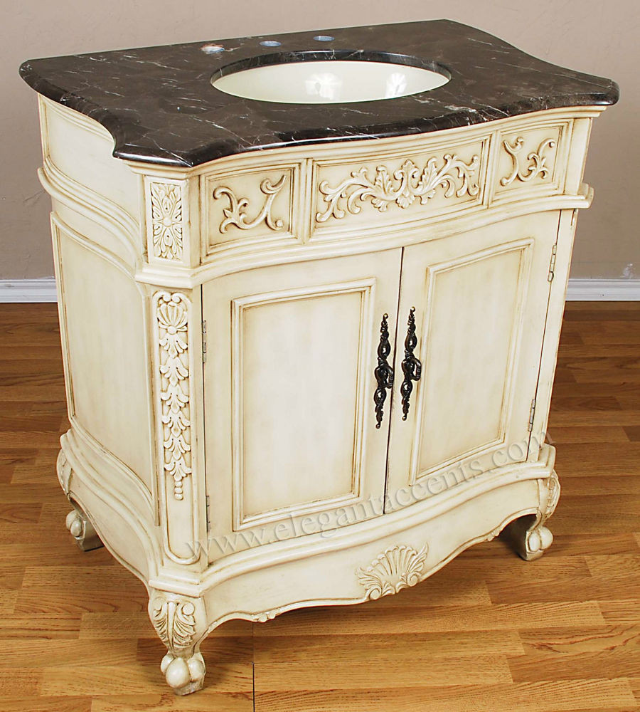 Vintage Bathroom Cabinet
 33" 2 Door Antique White Bathroom Vanity Sink Cabinet