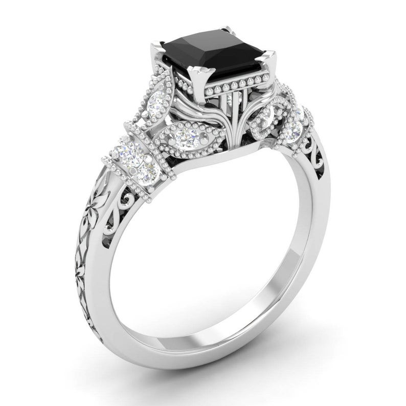 Vintage Black Diamond Engagement Rings
 Antique Black Diamond Ring Black Diamond Engagement Ring