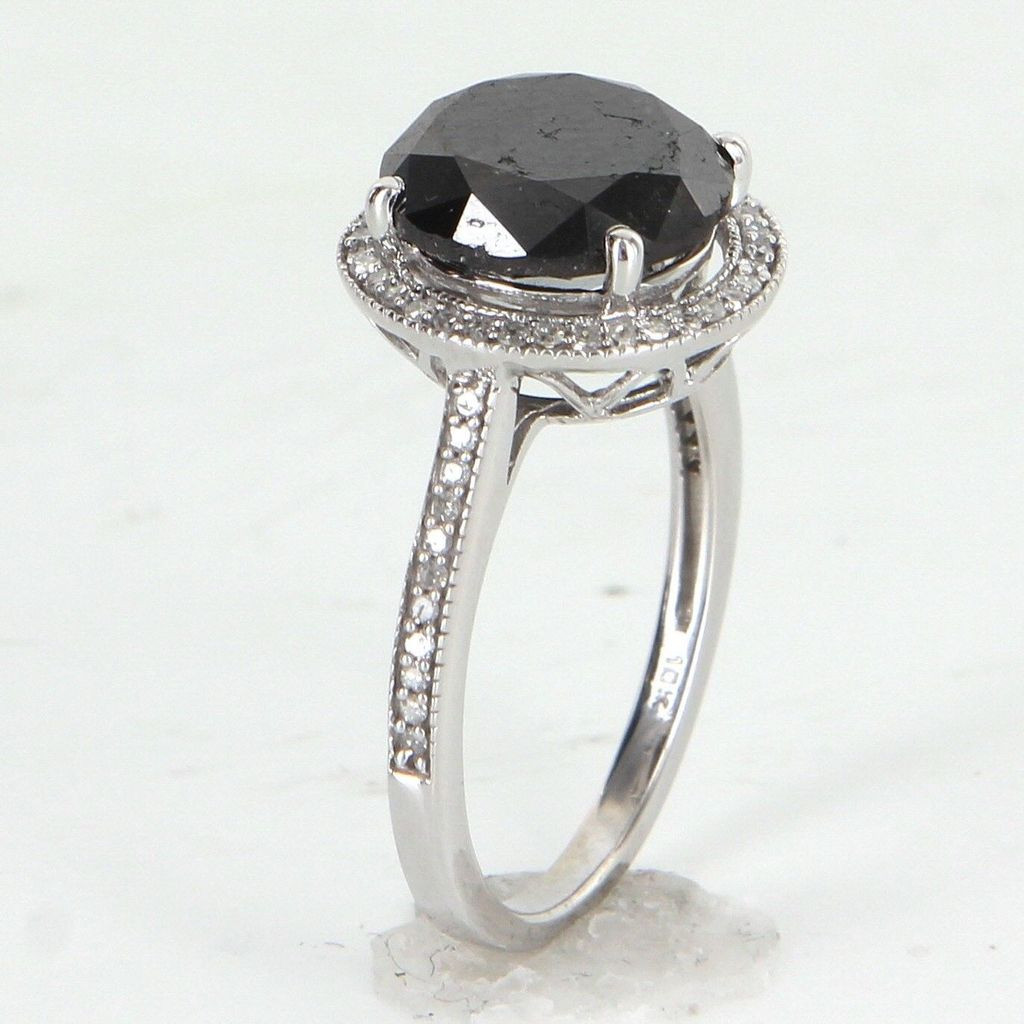 Vintage Black Diamond Engagement Rings
 Vintage Halo 5ct Black Diamond Engagement Ring Nearly