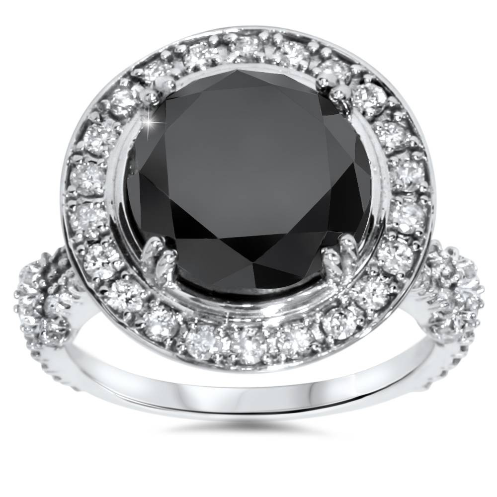 Vintage Black Diamond Engagement Rings
 6ct Treated Black Diamond Halo Vintage Engagement Ring 14K
