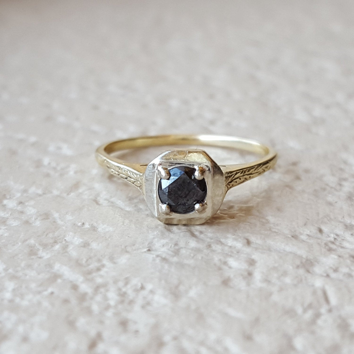 Vintage Black Diamond Engagement Rings
 Rare Vintage Black Diamond Carbonado Unique Engagement Ring